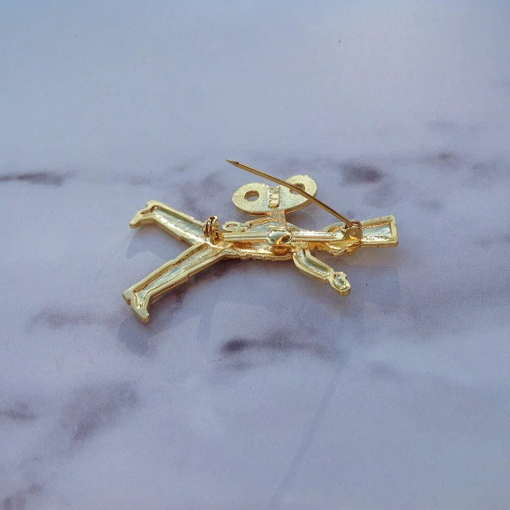 JJ Jonette Jewelry Gold Rhodium Plated BROOCH Toy Soldier in Full Regalia